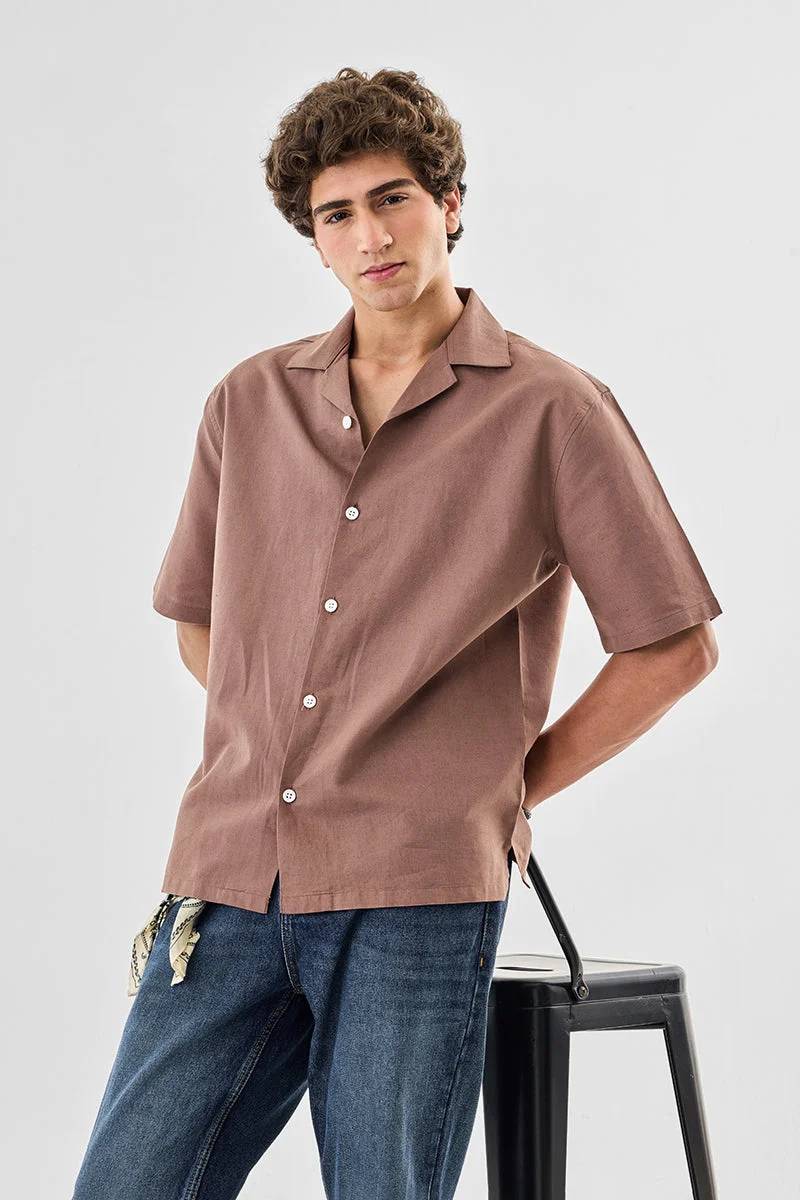 SNITCH Cuban Collar Linen Blend Shirt