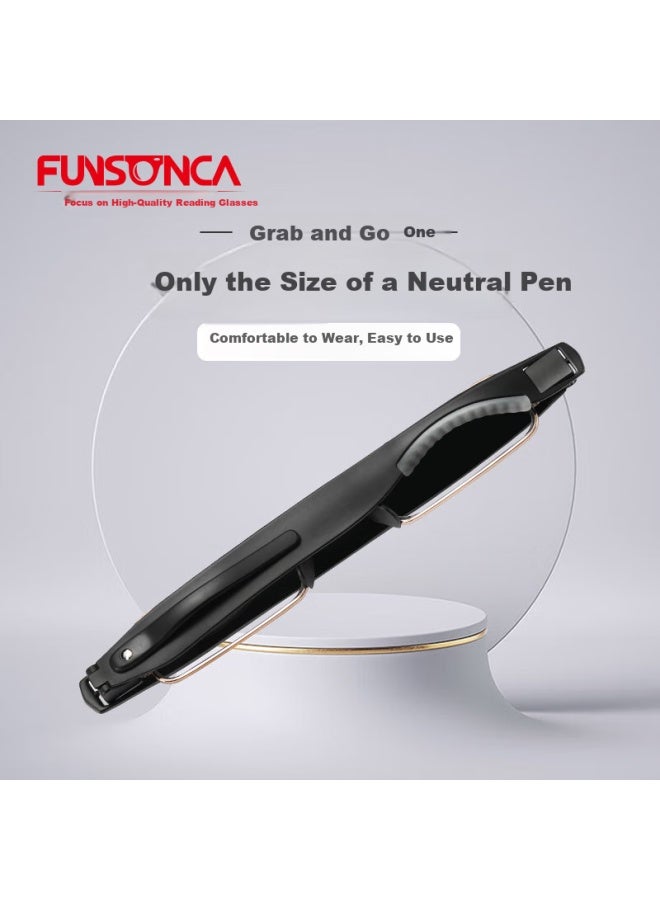 Funsonca Blue Light Blocking Folding Reading Gl Durable Imported Material 360° Rotating Portable Pen Style Uni 6109 Black +2.50 Strength - Image 1