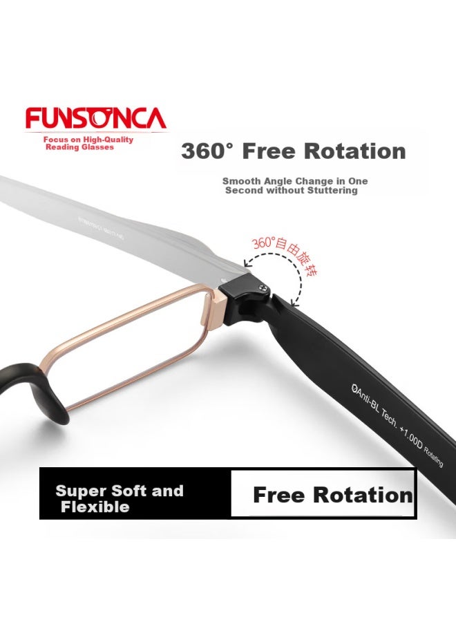 Funsonca Blue Light Blocking Folding Reading Gl Durable Imported Material 360° Rotating Portable Pen Style Uni 6109 Black +2.50 Strength - Image 2