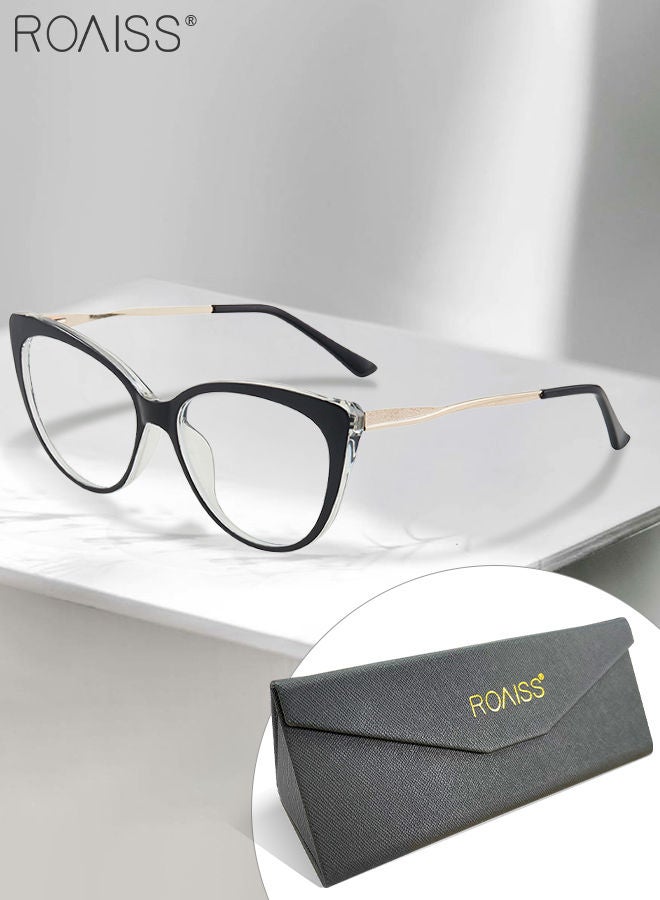 رويس نظارة نسائية لحجب الضوء الأزرق، نظارة عين القط للكمبيوتر وللقراءة والألعاب والتلفزيون والهواتف بفلتر الضوء الأزرق، نظارات الموضة المضادة لإجهاد العين والصداع أسود - Image 1