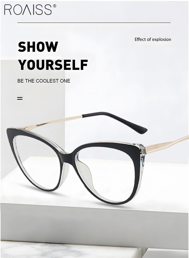 رويس نظارة نسائية لحجب الضوء الأزرق، نظارة عين القط للكمبيوتر وللقراءة والألعاب والتلفزيون والهواتف بفلتر الضوء الأزرق، نظارات الموضة المضادة لإجهاد العين والصداع أسود - Image 3