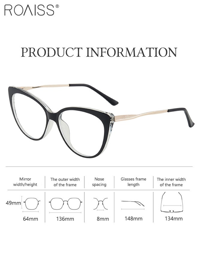 رويس نظارة نسائية لحجب الضوء الأزرق، نظارة عين القط للكمبيوتر وللقراءة والألعاب والتلفزيون والهواتف بفلتر الضوء الأزرق، نظارات الموضة المضادة لإجهاد العين والصداع أسود - Image 4