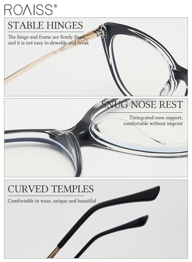 رويس نظارة نسائية لحجب الضوء الأزرق، نظارة عين القط للكمبيوتر وللقراءة والألعاب والتلفزيون والهواتف بفلتر الضوء الأزرق، نظارات الموضة المضادة لإجهاد العين والصداع أسود - Image 5