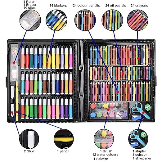 Bluejack Passion Petals 150Pcs Professional Color Pencil Child Drawing Set Painting Set Colored Pencils for ChildrenColored Drawing Pencils Art Set Color Pen Multicolor Pen Pack of 1 - Image 3