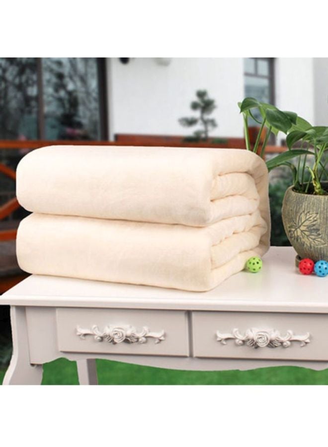 NIBEMINENT Solid Colour Flannel Blanket Fabric Beige 100x150cm