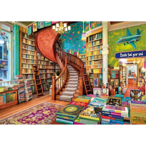 MINIWAN Vintage Bookstore Maze 1000 Piece Puzzle for Adults Fun Puzzles for Adults 1000 Pieces with HD Print Poster 275 197 in Dust Free for Gifts Halloween Christmas Family Games Lovers - Image 1