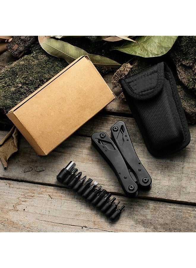 Outdoor Emergency Tool Pliers Stainless Steel Blackened Multi-Function Pliers Outdoor Mini Folding Pliers Retractable Combination Knife Pliers - Image 2