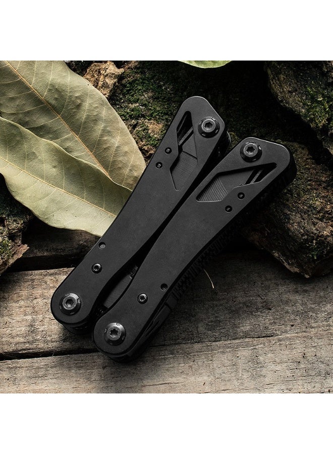 Outdoor Emergency Tool Pliers Stainless Steel Blackened Multi-Function Pliers Outdoor Mini Folding Pliers Retractable Combination Knife Pliers - Image 3