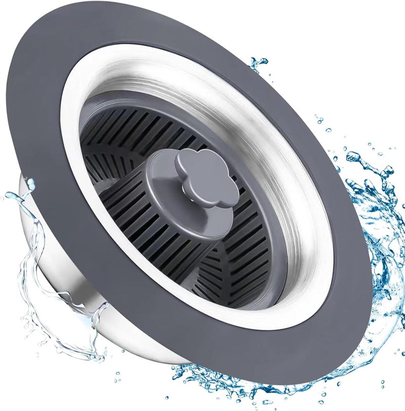 Shuttle Art 1 PCS 3 in 1 Kitchen Sink Drain Strainer Stopper, Upgraded Anti Clogging Pop Up Sink Strainer, and Stainless Steel-Wrapped Shell Drain Stopper Combo with Strainer Basket - Image 1
