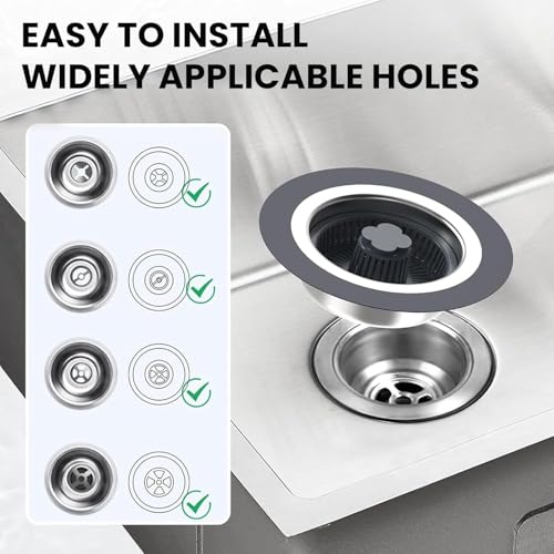 Shuttle Art 1 PCS 3 in 1 Kitchen Sink Drain Strainer Stopper, Upgraded Anti Clogging Pop Up Sink Strainer, and Stainless Steel-Wrapped Shell Drain Stopper Combo with Strainer Basket - Image 5