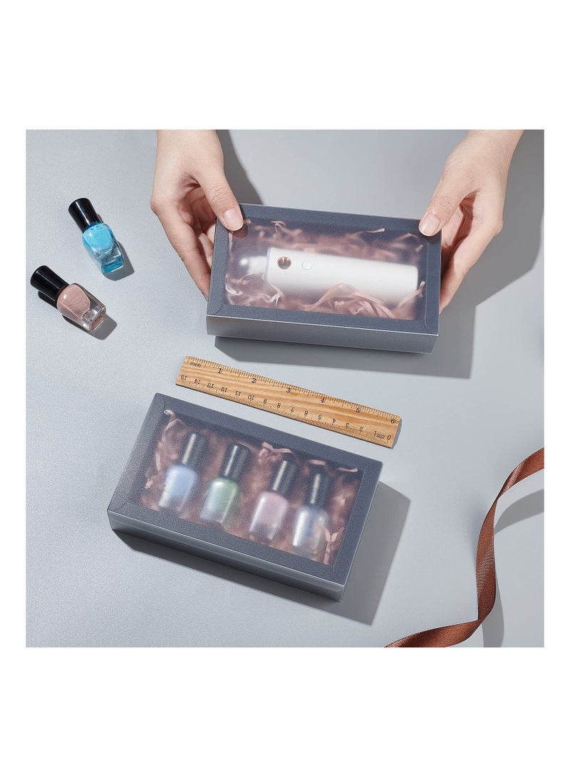 12 عبوة صناديق درج مستطيلة شفافة مصنوعة من PVC بلون أسود 16x9.2x3.2 سم لصندوق هدايا كرافت لحفلات الزفاف والحلويات والمخبوزات والمجوهرات - Image 2