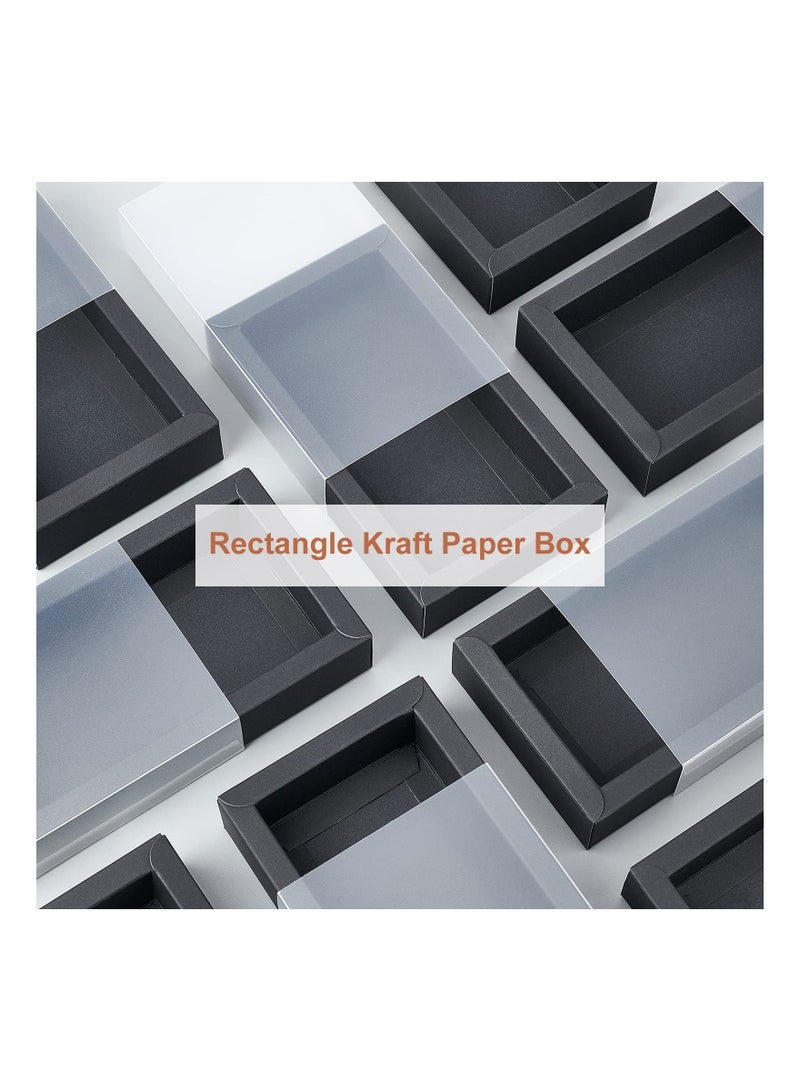 12 عبوة صناديق درج مستطيلة شفافة مصنوعة من PVC بلون أسود 16x9.2x3.2 سم لصندوق هدايا كرافت لحفلات الزفاف والحلويات والمخبوزات والمجوهرات - Image 3