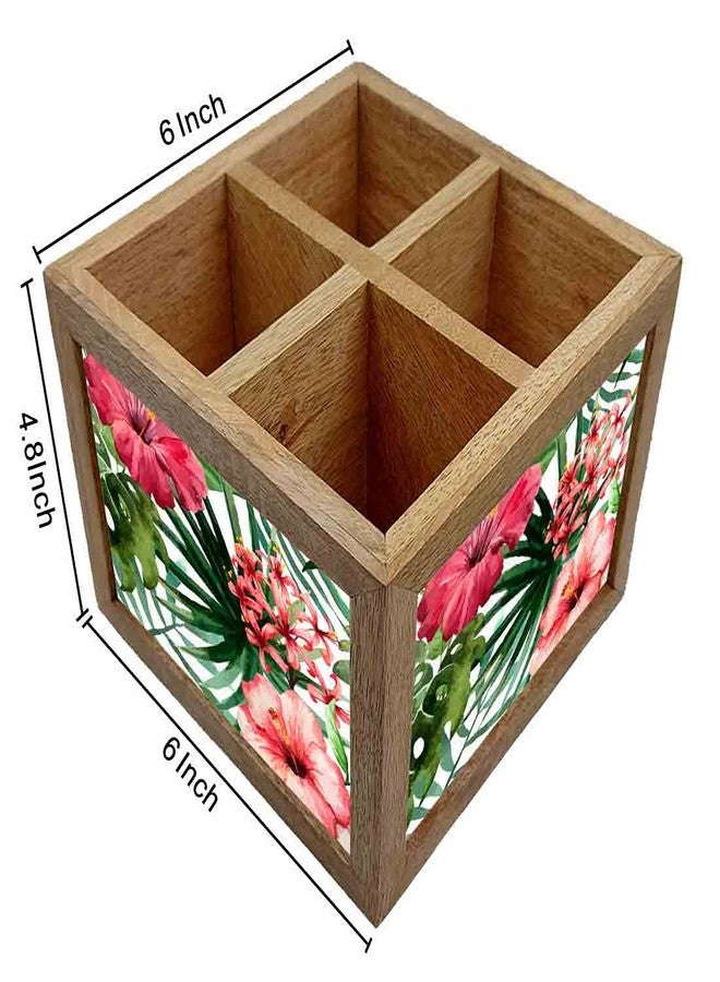Nutcase Wooden Cutlery Stand Holder Silverware Caddy Spoons Forks Knives Organizer for Dining Table & Kitchen -Made in India-Spoons NOT Included - Flower Everywhere - Image 4