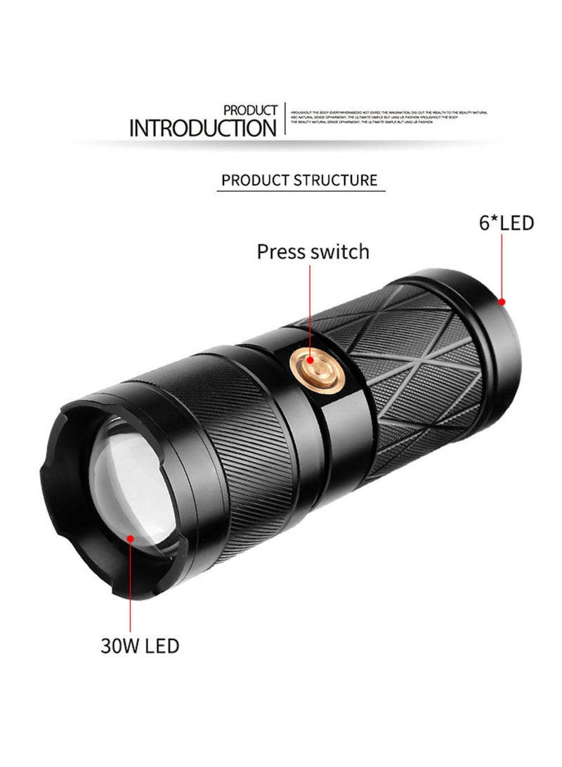6600mAh 30W LED Rechargeable Powerful Flashlight Black - Image 4