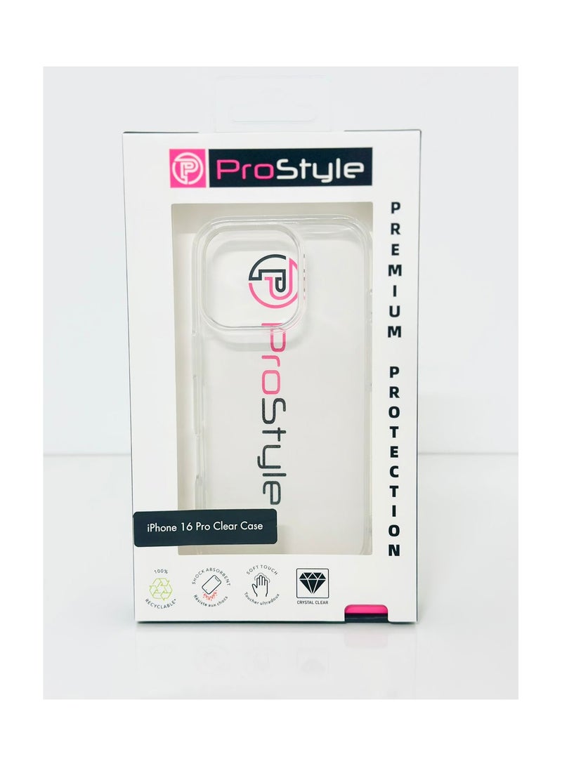 جراب شفاف لهاتف iPhone 16 Pro، حماية من السقوط بدرجة عسكرية، مصد رفيع مقاوم للصدمات، مضاد للخدش ومضاد لبصمات الأصابع، غطاء شفاف مقاس 6.3 بوصة