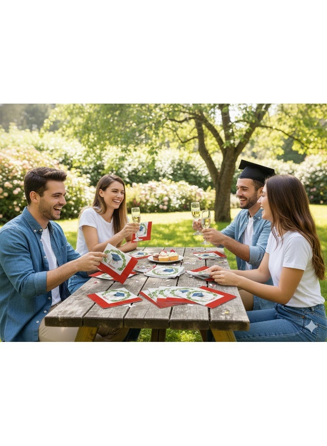 Ciao Laurea Compostable Paper Napkins 33x33 cm – Pack of 20 Graduation Party Serviettes with Classic Red and Black Design – Eco-Friendly 2-Ply Table Napkins for Graduation Celebrations - Image 3