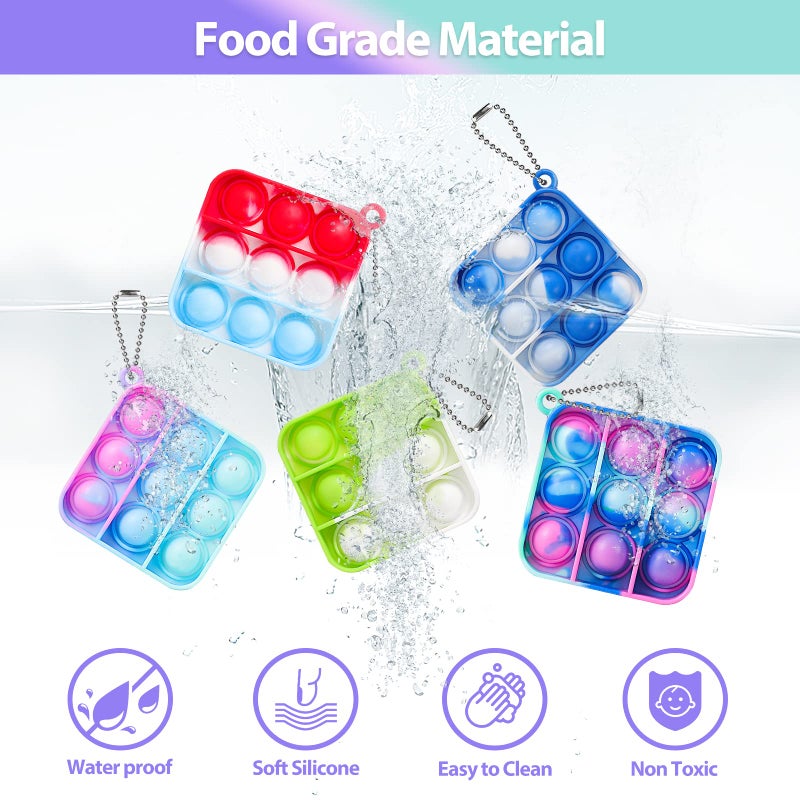 Genuvi Pop Fidget Toys Bulk Its Party Favors for Kids 4-8 8-12 30 Pack Mini Pop Keychain It Christmas Stocking Stuffers for Kids Toy Fidgets for Classroom Prizes Student Gifts Birthday Goodie Bag Stuffers - Image 3