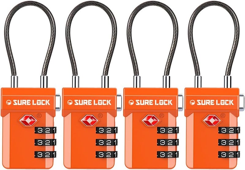 SURE LOCK TSA Approved 3-Digit Combination Luggage Locks – Open Alert Indicator, Re-settable Code with Zinc Alloy Body, Easy-Read Dials for Suitcase, Backpack, Gym Locker & Toolbox (Multiple Colors) - Image 1