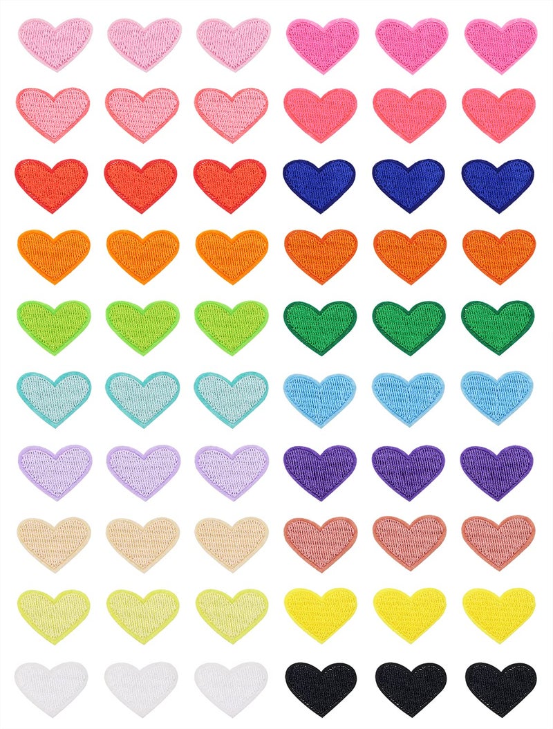 Tupalizy Tupalizy 1 Inch Iron On Patches for Clothing Repair Embroidered Heart Patches Sew on Appliques Decals for Hats Jeans T Shirts Jackets Backpack Shoes Men Women DIY Craft Projects 60PCS Multicolored