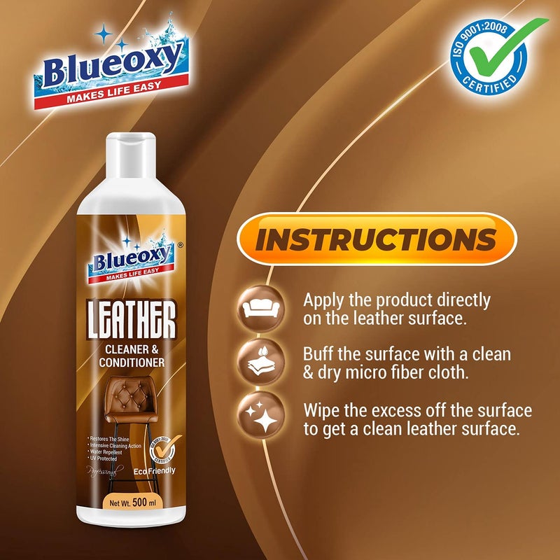 BLUEOXY Leather Cleaner and Conditioner Gel | Leather Conditioner for Car Seat | Leather Sofa Cleaner Liquid | Leather Seat Cleaner for Car | Leather Cleaner | Ecological Formulation | 500 ML |QTY 1 - Image 3