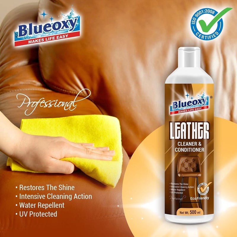 BLUEOXY Leather Cleaner and Conditioner Gel | Leather Conditioner for Car Seat | Leather Sofa Cleaner Liquid | Leather Seat Cleaner for Car | Leather Cleaner | Ecological Formulation | 500 ML |QTY 1 - Image 4