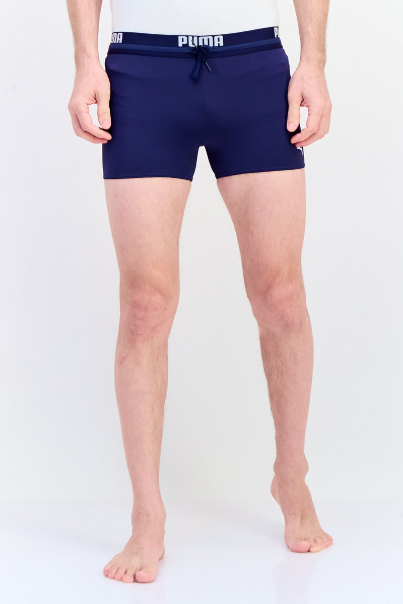 PUMA Men Brand Logo Drawstring Swim Trunks, Navy  - Image 1