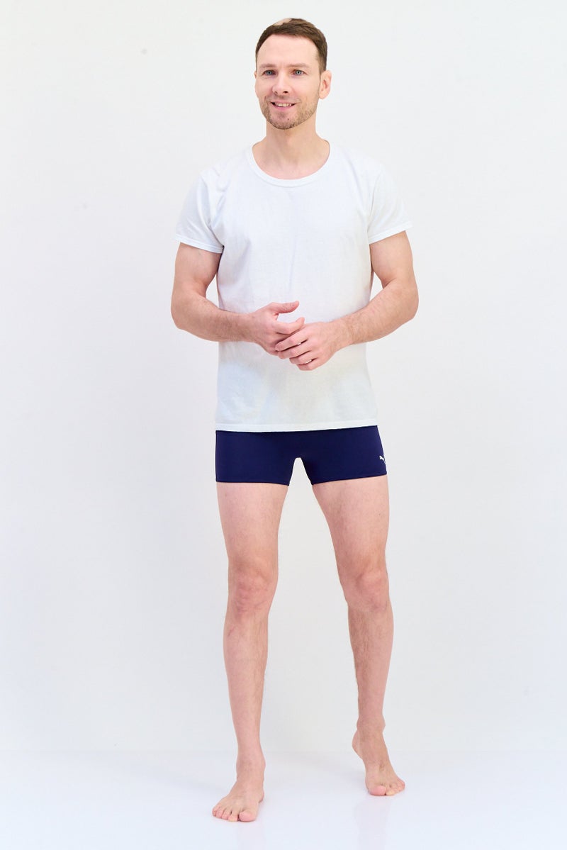 PUMA Men Brand Logo Drawstring Swim Trunks, Navy  - Image 3