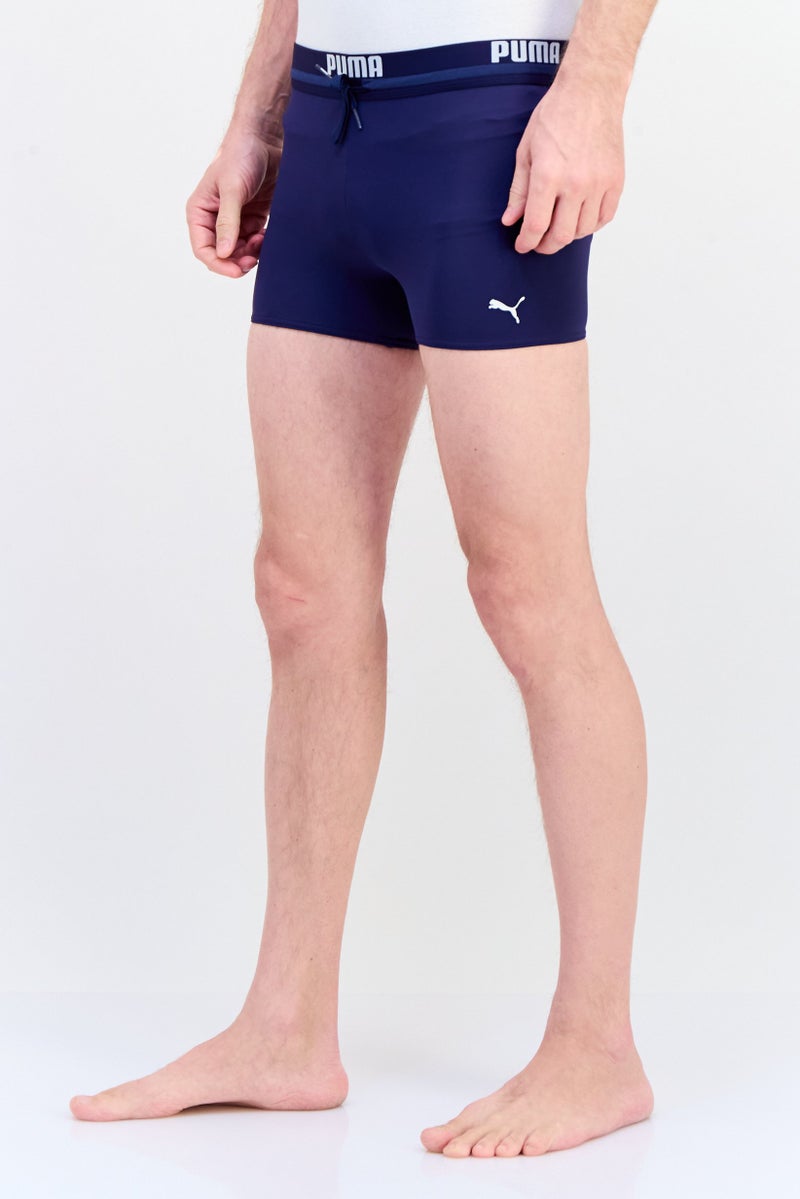 PUMA Men Brand Logo Drawstring Swim Trunks, Navy  - Image 4