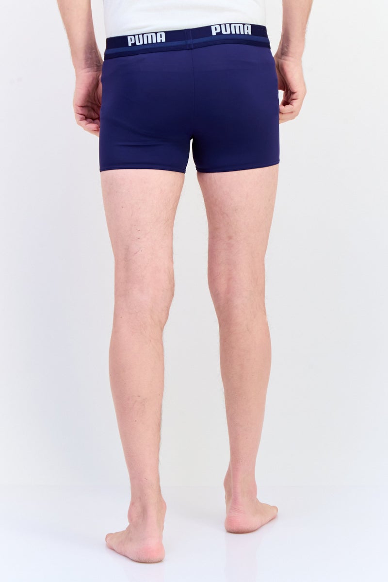 PUMA Men Brand Logo Drawstring Swim Trunks, Navy  - Image 2