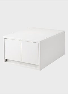 MUJI Polypropylene Deep Drawer Type Case, 2 drawers (with Partition), W 26 x D 37 x H 17.5 cm, White Grey  - Image 1