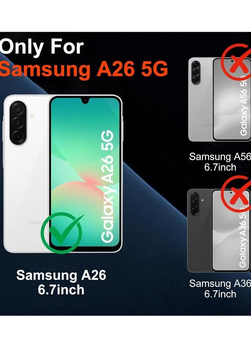 Samsung A26 Shockproof Clear Case with 2-Pack Tempered Glass Screen Protector – Full Edge-to-Edge Coverage, Bumper Cover for Samsung Galaxy A26 5G (2025)