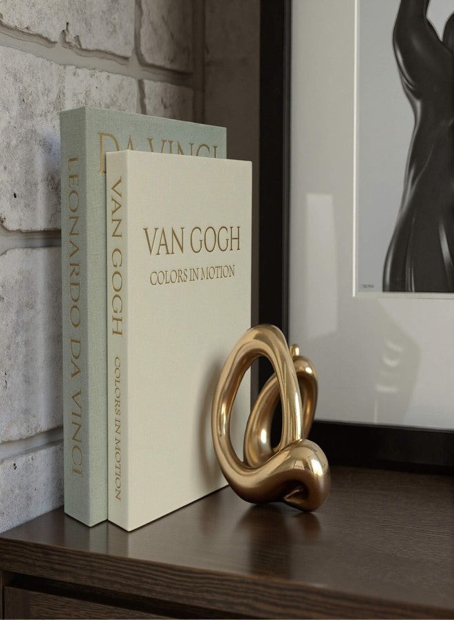MAOBUYOU Decorative Storage Books Set of 2, Linen Cover, Gold Letters, White and Green - Image 3