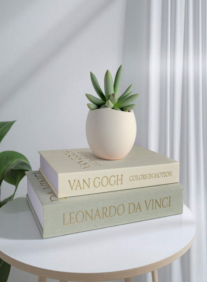 MAOBUYOU Decorative Storage Books Set of 2, Linen Cover, Gold Letters, White and Green - Image 5