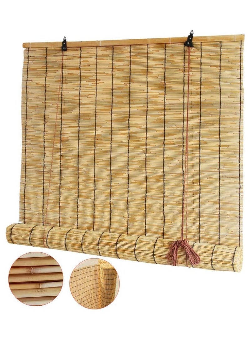 LINGWEI Bamboo Blind with Roller Accessories Window Curtain Natural Window Hanging Reed Blind Carbonization Roller Blind Window Shades Reed Curtain For Home Garden  - Image 3