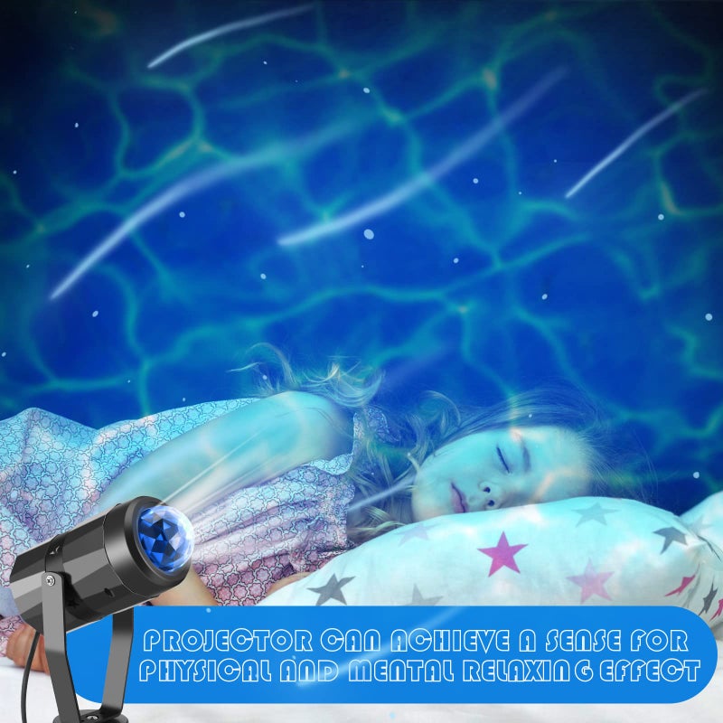 Riakrum 6 Pcs Water Effect Projector Light Winter LED Ocean Wave Projector Water Wave Effect Night Light Rotating Room 360 Degree Lamp Lighting for Bedroom Under Sea Wedding Party Decoration (Blue) - Image 3