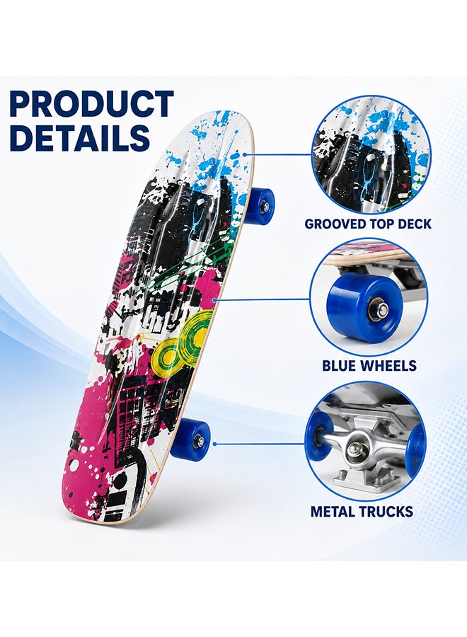 DEXO 7-Piece Kids Skateboard Set for Toddlers (Age 3–5) – 17” Mini Skateboard with Knee Pads, Elbow Pads & Wrist Guards Protective Gear (Fire Dinosaur Design) - Image 3
