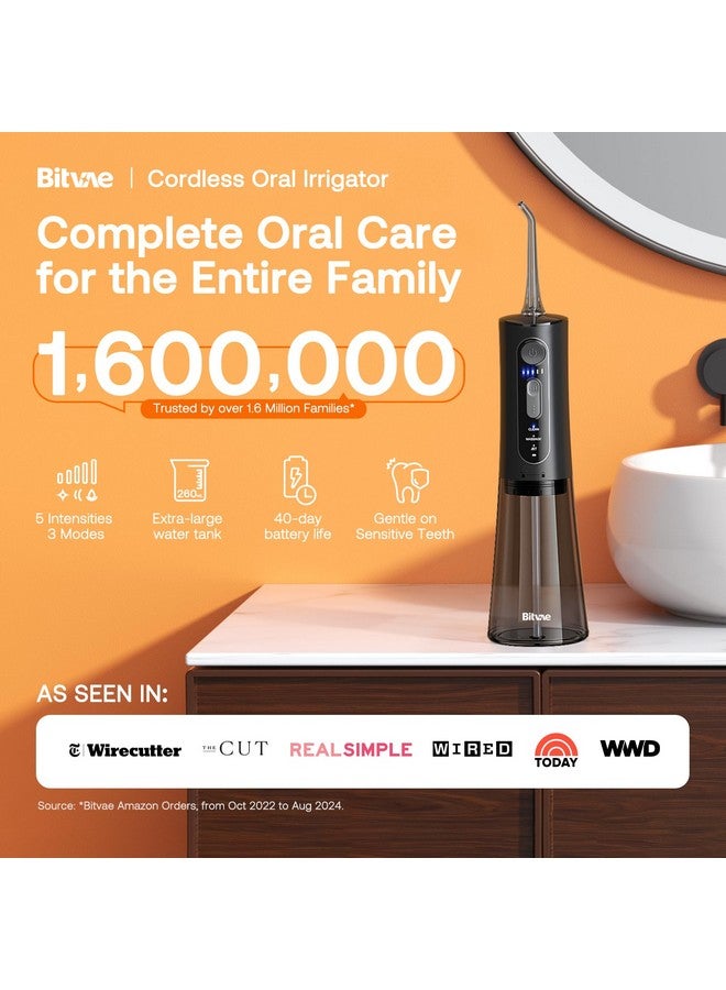Bitvae Water Dental Flosser for Teeth, Cordless Water Teeth Cleaner Picks, 3 Modes 5 Intensities, IPX7 Waterproof, Rechargeable Water Dental Picks for Cleaning - Black - Image 2