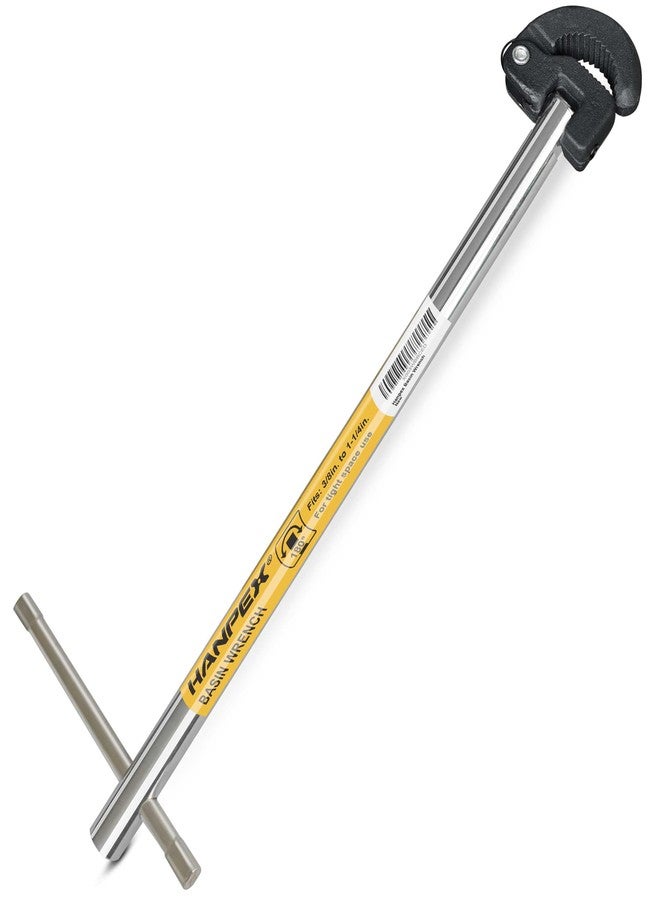 Hanpex 11-Inch Adjustable Basin Wrench for 3/8'' to 1-1/4'' with Spring-loaded Jaw, Sink Wrench for Tight Space Use - Image 2