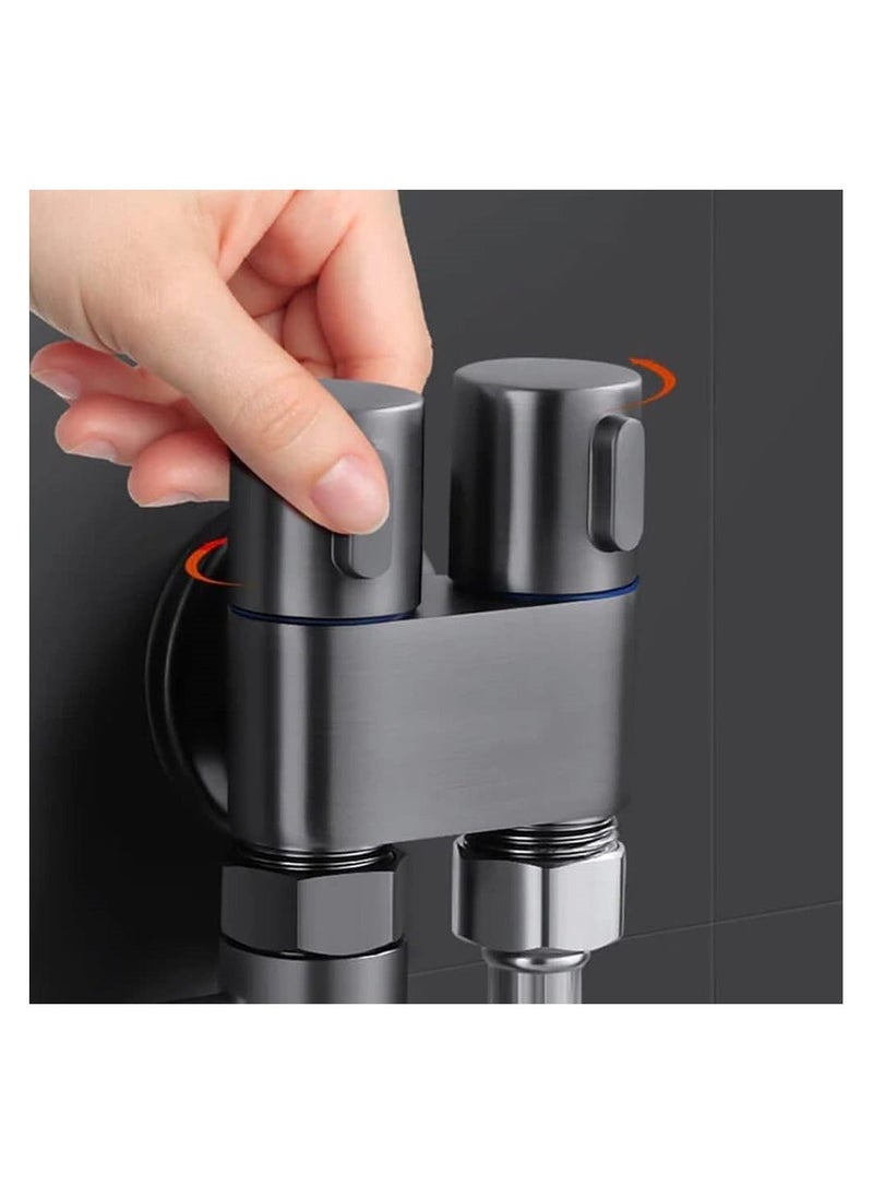 1-In-2-Out Dual Control Valve, Hand Held Bidet Sprayer Kit, Mini Toilet Faucet Sprayer, Hand Shower Attachment for Toilet and Washing Machine, Easy Installation, Grey - Image 2