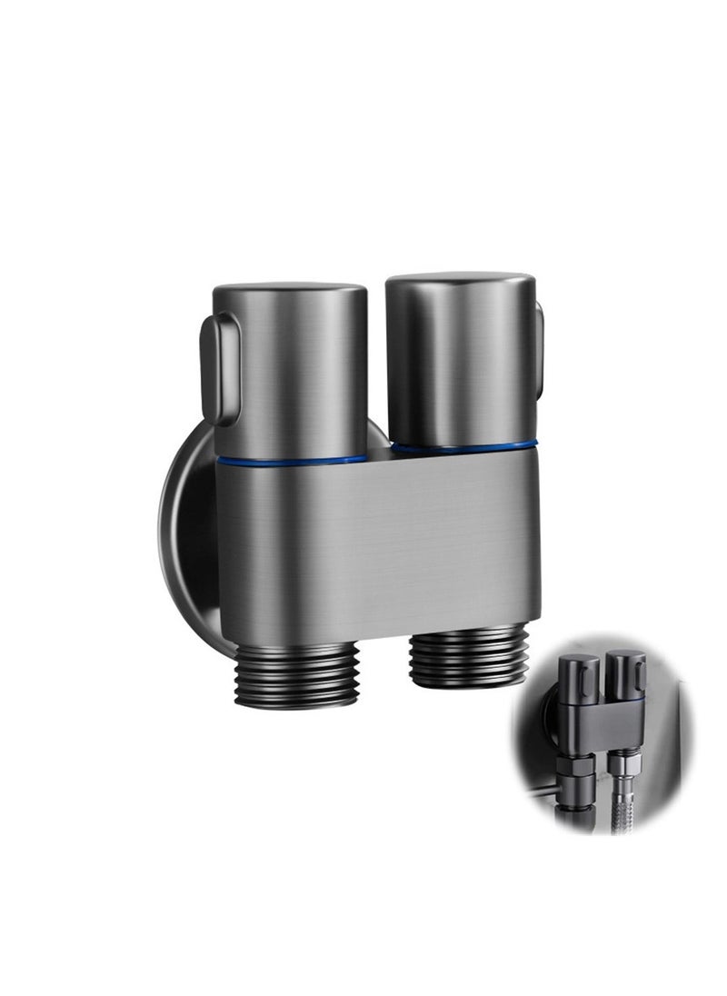 1-In-2-Out Dual Control Valve, Hand Held Bidet Sprayer Kit, Mini Toilet Faucet Sprayer, Hand Shower Attachment for Toilet and Washing Machine, Easy Installation, Grey - Image 1