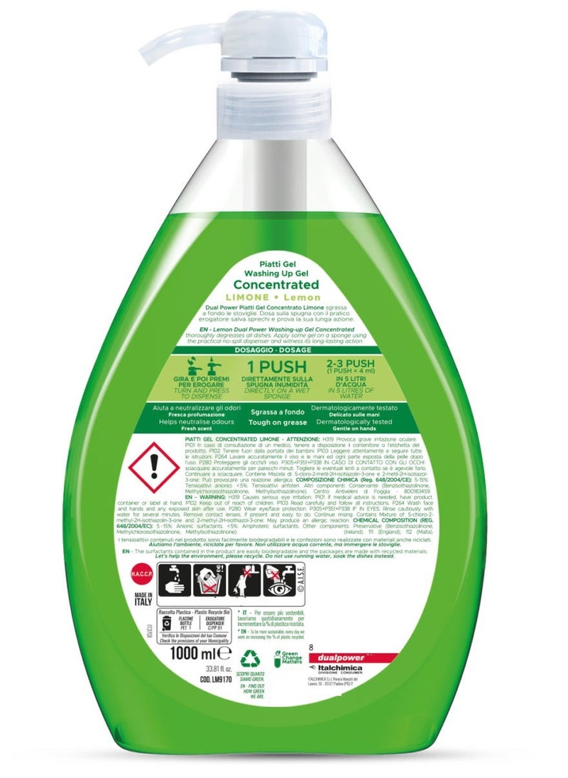 Dual Power - Concentrated Washing Up Lemon 1000 ML - Image 1