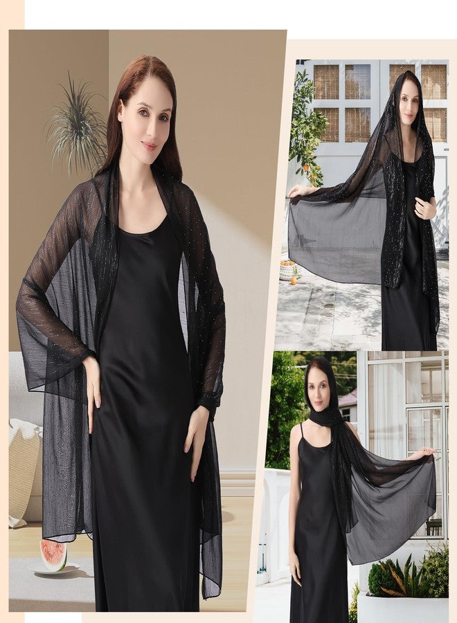 Ladiery Women Shawls and Wraps for Evening Dresses, Lightweight Soft Chiffon Sparkly Rhinestones Women Formal Scarf Shawl Wraps for Weddings - Image 4
