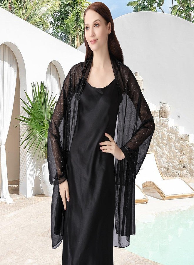 Ladiery Women Shawls and Wraps for Evening Dresses, Lightweight Soft Chiffon Sparkly Rhinestones Women Formal Scarf Shawl Wraps for Weddings - Image 5