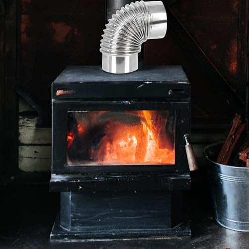 DOITOOL 90 Degree Stove Pipe 3 Inch Stainless Steel Stove Pipe Elbow Extension Tube Chimney Flue Exhaust Pipe for Outdoor Wood Stove, Camping Stove Accessories - Image 2