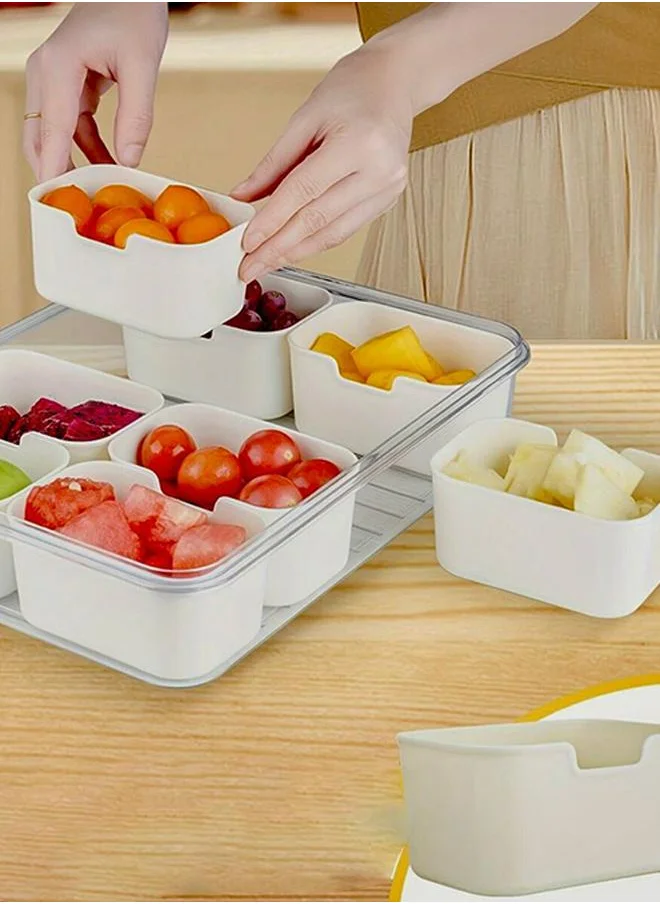 QUESERA 8 COMPARTMENT SNACK SERVING TRAY WITH LID AND HANDLE AND TONG-SET OF 2