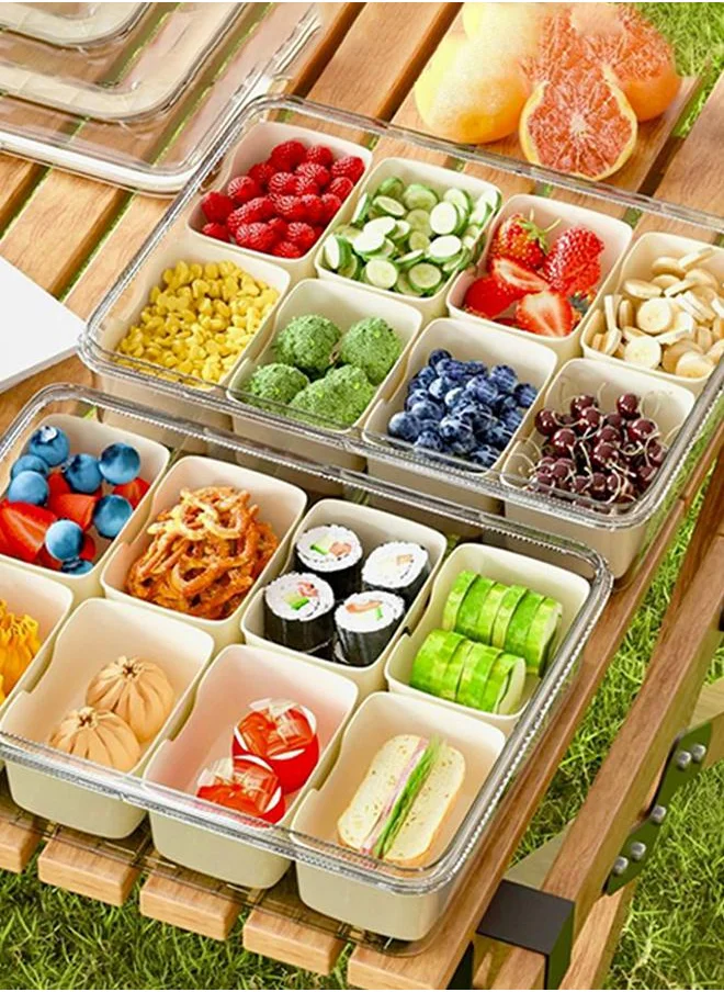 QUESERA 8 COMPARTMENT SNACK SERVING TRAY WITH LID AND HANDLE AND TONG-SET OF 2