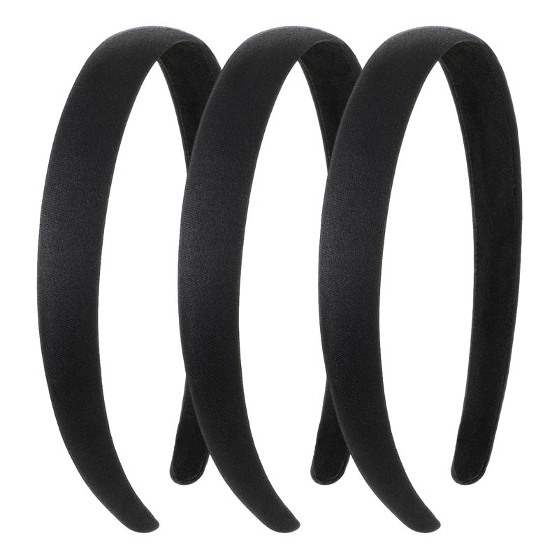 Dimeho 3 Pcs Satin Hairbands Solid Wide Padding Headband No Teeth Thick Simple Hair Hoop Motique Hair Styling Accessories Seamless Lightweight Hair Accessories for Teen Girls Women