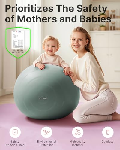 YOTTOY كرة تمارين يوتوي المضادة للانفجار، كرة يوغا للحمل، كرة تمارين سميكة إضافية للعلاج الطبيعي، لياقة بدنية مع مضخة (خضراء) - Image 4