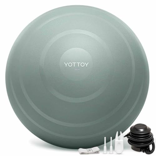 YOTTOY كرة تمارين يوتوي المضادة للانفجار، كرة يوغا للحمل، كرة تمارين سميكة إضافية للعلاج الطبيعي، لياقة بدنية مع مضخة (خضراء) - Image 1