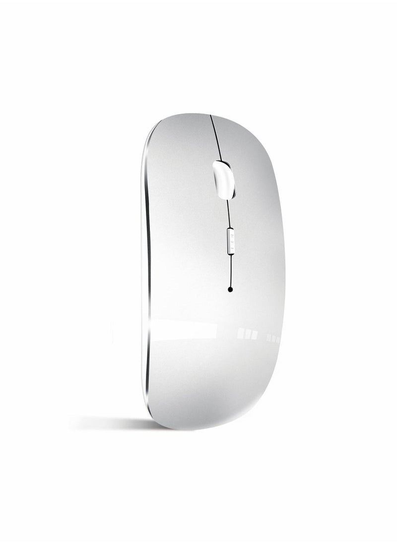 Bluetooth Mouse, Rechargeable Wireless Mouse for MacBook Pro/Air/iPad/Laptop/PC/Mac/Computer, Silver - Image 1